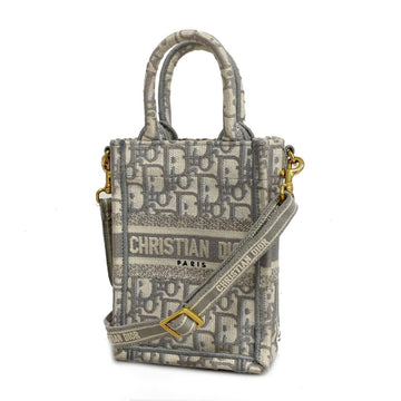 CHRISTIAN DIOR Shoulder Bag Trotter Phone Canvas Ivory Gray Ladies