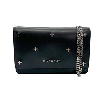 GIVENCHY Chain Wallet Leather Black Women's z0726