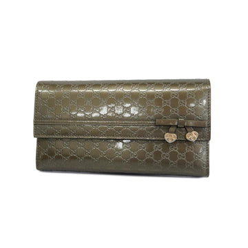 GUCCI Long Wallet Micro ssima 258405 Leather Grey Champagne Women's