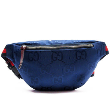 GUCCI Body Bag Waist GG Nylon/Rubber Navy/Red Unisex 502095 w0144f