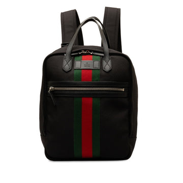 GUCCI Sherry Line Backpack 619748 Black Multicolor Canvas Leather Women's