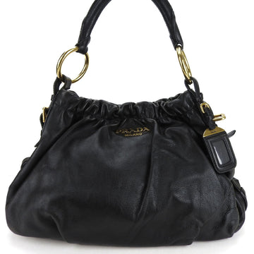 PRADA shoulder bag leather black handbag ladies