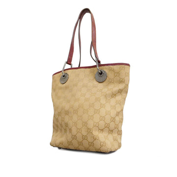 GUCCI Tote Bag GG Canvas 120840 Beige Red Women's