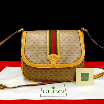 GUCCI Old  Sherry Line Micro GG Leather Shoulder Bag Brown 5kmj622-6