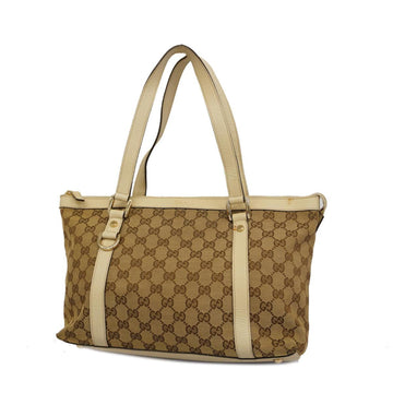 GUCCI Tote Bag GG Canvas 141470 Ivory Brown Champagne Women's