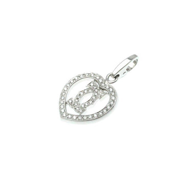 CARTIER C De  2C Heart Charm White Gold [18K] Diamond Women's Fashion Pendant Necklace [Silver]