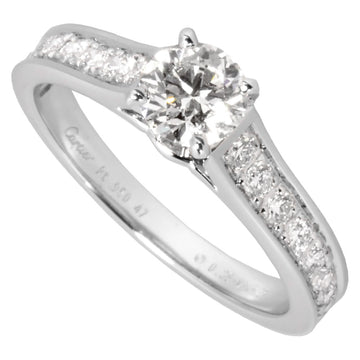 CARTIER 1895 Solitaire Ring Half Eternity Diamond 0.35ct #47 Pt950 Women's