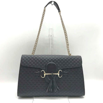 GUCCI Chain Shoulder Bag sima Black Leather  449635