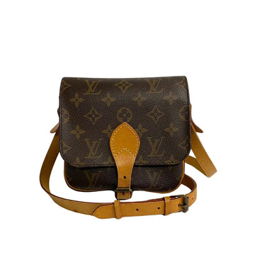 LOUIS VUITTON Cartesier Monogram Leather Shoulder Bag Pochette Sacoche Brown 23399