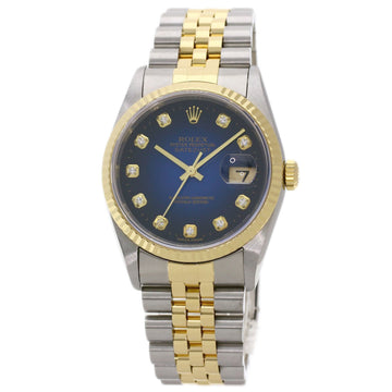 ROLEX 16233G Datejust 10P Diamond Blue Gradient Watch Stainless Steel SSxK18YG K18YG Men's