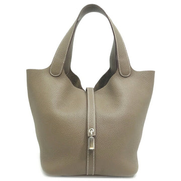 HERMES Picotin Lock MM Y Stamp [] Silver [Palladium] Hardware Women's Handbag Taurillon Clemence Etoupe [Beige]