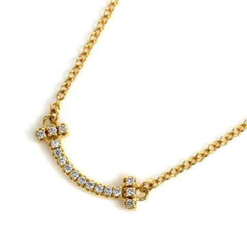 TIFFANY&Co.  K18YG Yellow Gold T Smile Diamond Necklace 62617683 2.3g 41-46cm Women's