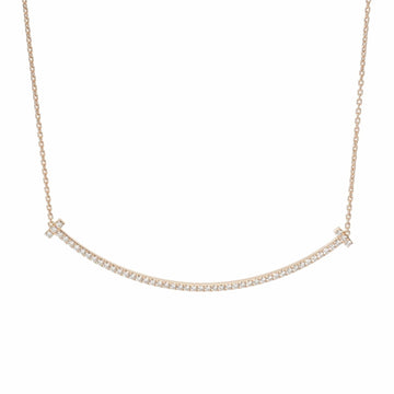 TIFFANY&Co.  T Smile Extra Large Diamond - Women's K18 Pink Gold Necklace