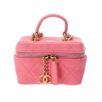 CHANEL Matelasse Small Vanity Chain Shoulder Pink Tone AP2194 Ladies Soft Caviar Skin Bag