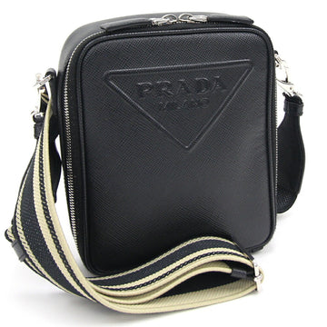 PRADA Shoulder Bag 2VH154 Black Leather Saffiano Triangle Men's