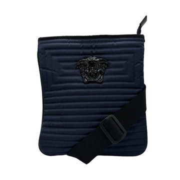 VERSACE Medusa Shoulder Bag, Nylon, Navy, Unisex, z0627