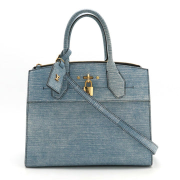 LOUIS VUITTON Steamer MM Handbag Tote Bag Shoulder PVC Blue M54509