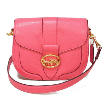 COACH Shoulder Bag Georgie Saddle Crossbody Horse and Carriage Pebbled Leather Confetti Pink C3241 Women's
