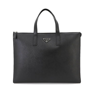 PRADA Saffiano Leather Black 2VG039 Silver Hardware Tote Bag