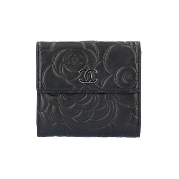 CHANEL Camellia Bi-fold Wallet  Lambskin 7422 Women's