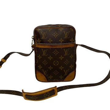 LOUIS VUITTON Danube Monogram Leather Shoulder Bag Sacoche Crossbody Brown 87062