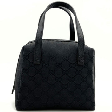 GUCCI handbag black GG canvas leather ladies 124542