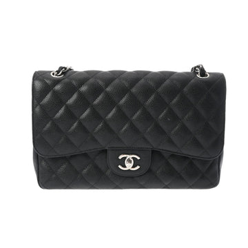 CHANEL Matelasse Chain Shoulder Bag 30cm Double Lid Black A58600 Women's Caviar Skin