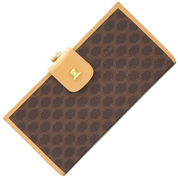 CELINE Bi-fold Long Wallet Macadam PVC Leather Dark Brown Beige Women's