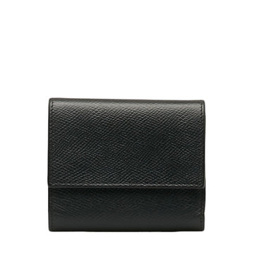CELINE Small Trifold Wallet Black Leather Women's