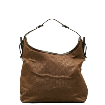 GUCCI GG Canvas Shoulder Bag 106242 Brown Leather Women's