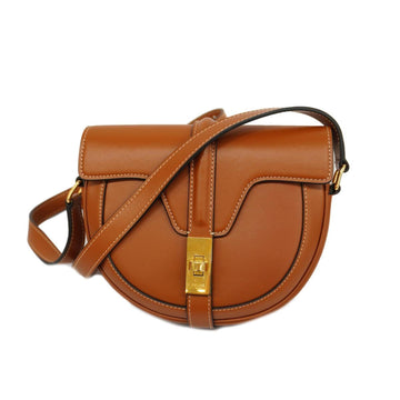 CELINE Shoulder Bag Seize Busas Small Leather Brown Women's