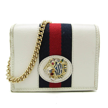 GUCCI Rajah Tiger 573790 Women's Leather Chain/Shoulder Wallet Off-white