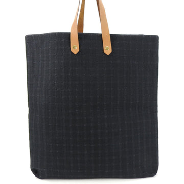 HERMES Tote Bag Amedaba GM Cotton Canvas Leather Black Brown Check Women's Men's