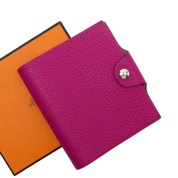 HERMES Notebook Cover Ulysse Leather Purple Silver Unisex w0155g