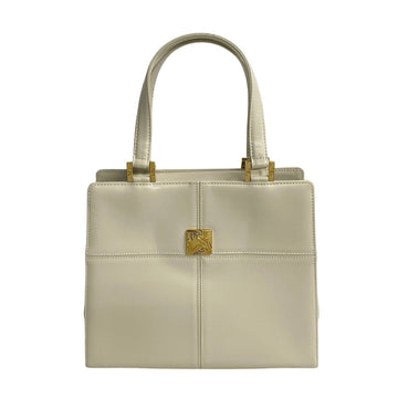 YVES SAINT LAURENT YSL hardware leather handbag tote bag white 04593
