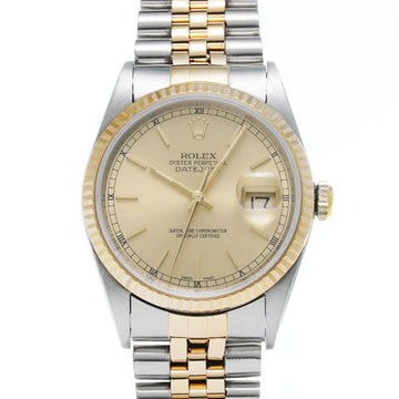 ROLEX Datejust 16233 Men's YG/SS Watch Automatic Champagne Dial