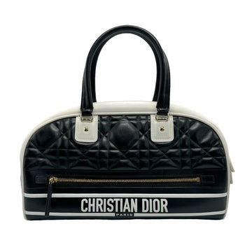 CHRISTIAN DIOR Shoulder Bag Handbag Vibe Medium Leather Black x White Women's z1011