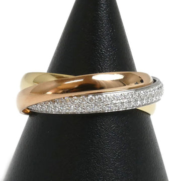 CARTIER K18YG/PG/WG Trinity Pave Diamond Ring, Diamond, Size 16, 56, 5.9g, Women's