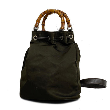 GUCCI Handbag Bamboo 003 2854 0060 Nylon Khaki Women's