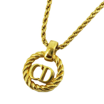 CHRISTIAN DIOR Necklace CD Circle GP Plated Gold Women's