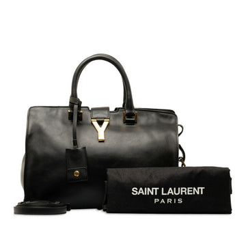 SAINT LAURENT Y-Line Petit Cabas Handbag Shoulder Bag 311210 Black Leather Women's