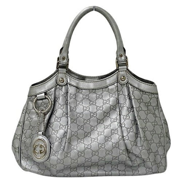 GUCCI Bag Ladies Brand Tote Handbag sima Sookie Leather Silver 211944 Metallic