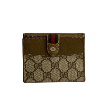 GUCCI Old  Sherry Line GG Leather Bifold Wallet Brown 14393