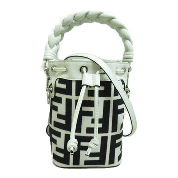 FENDI Mon Tresor Mini Bag Handbag White Black canvas leather 8BS010ANY3F1LAF