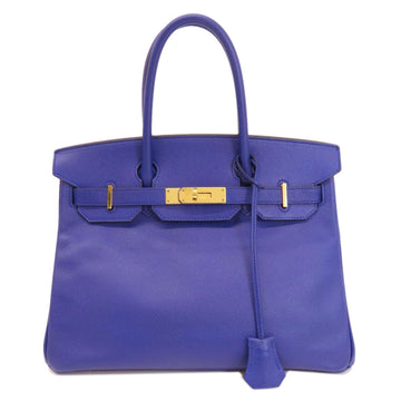 HERMES Birkin 30 Blue Handbag Epsom Leather Women's