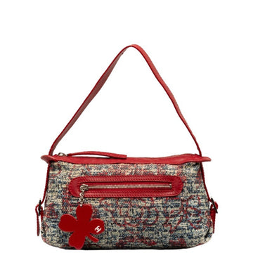 CHANEL Bag Handbag Red Beige Multicolor Tweed Leather Women's