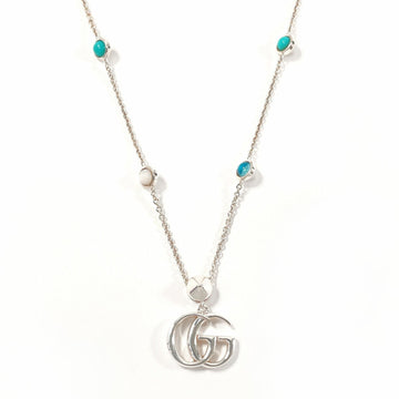 GUCCI Double G 527399 J8474 8517 Necklace Silver 925 Blue Topaz Mother of Pearl Women's F3102829
