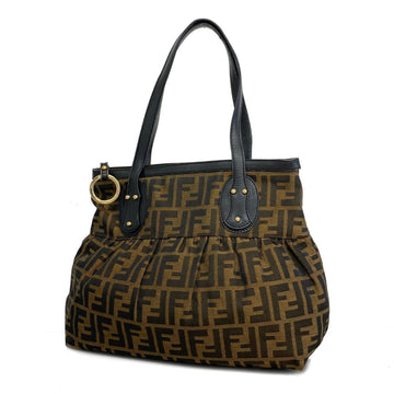 FENDI handbag Zucca nylon canvas leather brown black champagne women's