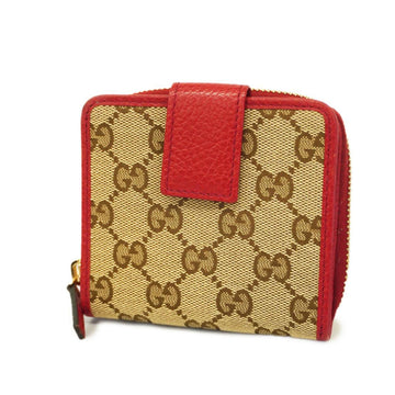 GUCCI Wallet GG Canvas 346056 Brown Red Champagne Women's