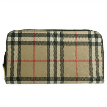 BURBERRY Check Round Long Wallet PVC Leather Women's 80580161